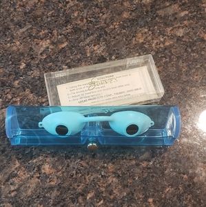 Vintage UV Eye Protection Tanning Goggle Eyeshields w/ Chic Blue Snap Case